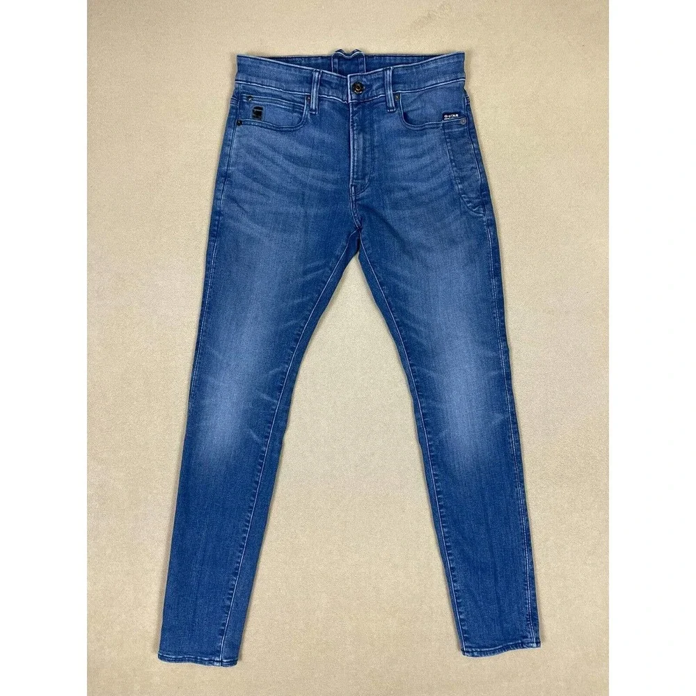 G-Strar Raw Jeans Adult 30x32‎ Blue Lancet Skinny Logo Mid Rise Pocket Mens